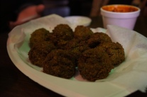 Exotic, spicy falafel with an even spicier chilli dipping sauce